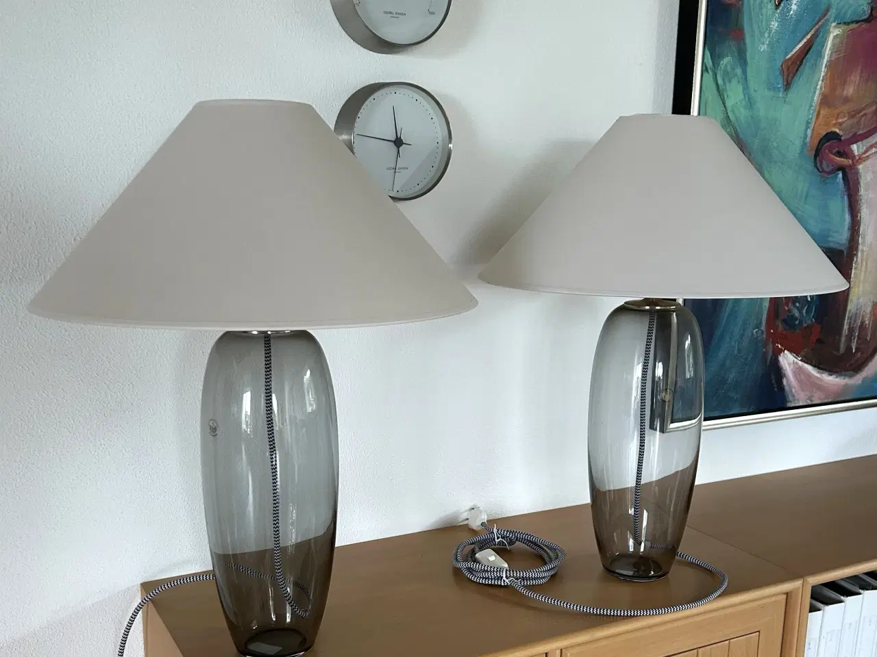 Billede 3 - Holmegaard. Flotte ”Grace” bordlamper, smoke