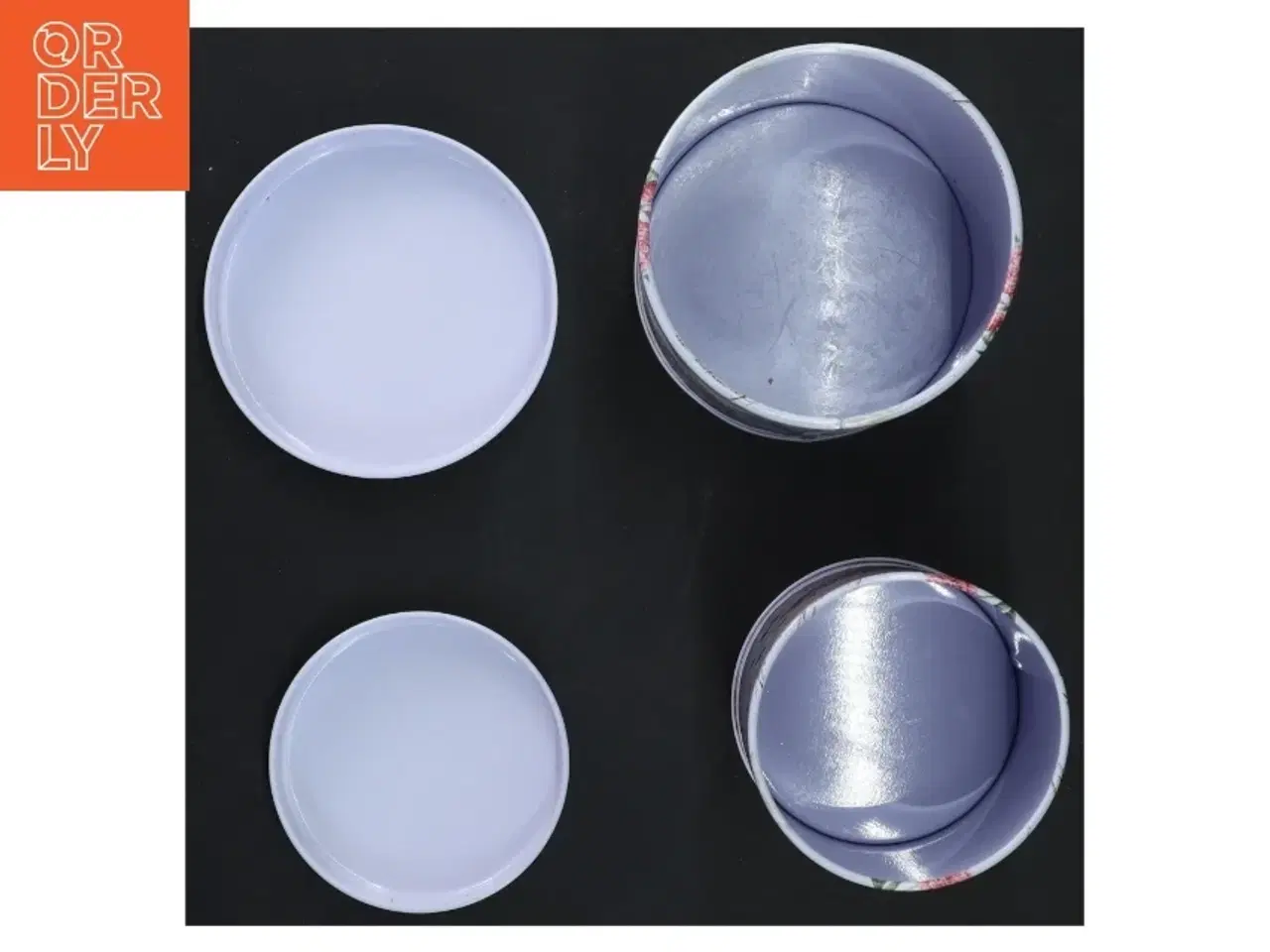 Billede 4 - Æske med blomstermotiv, 2 stk. (str. Ø 9x12,5&ø8x11 cm)