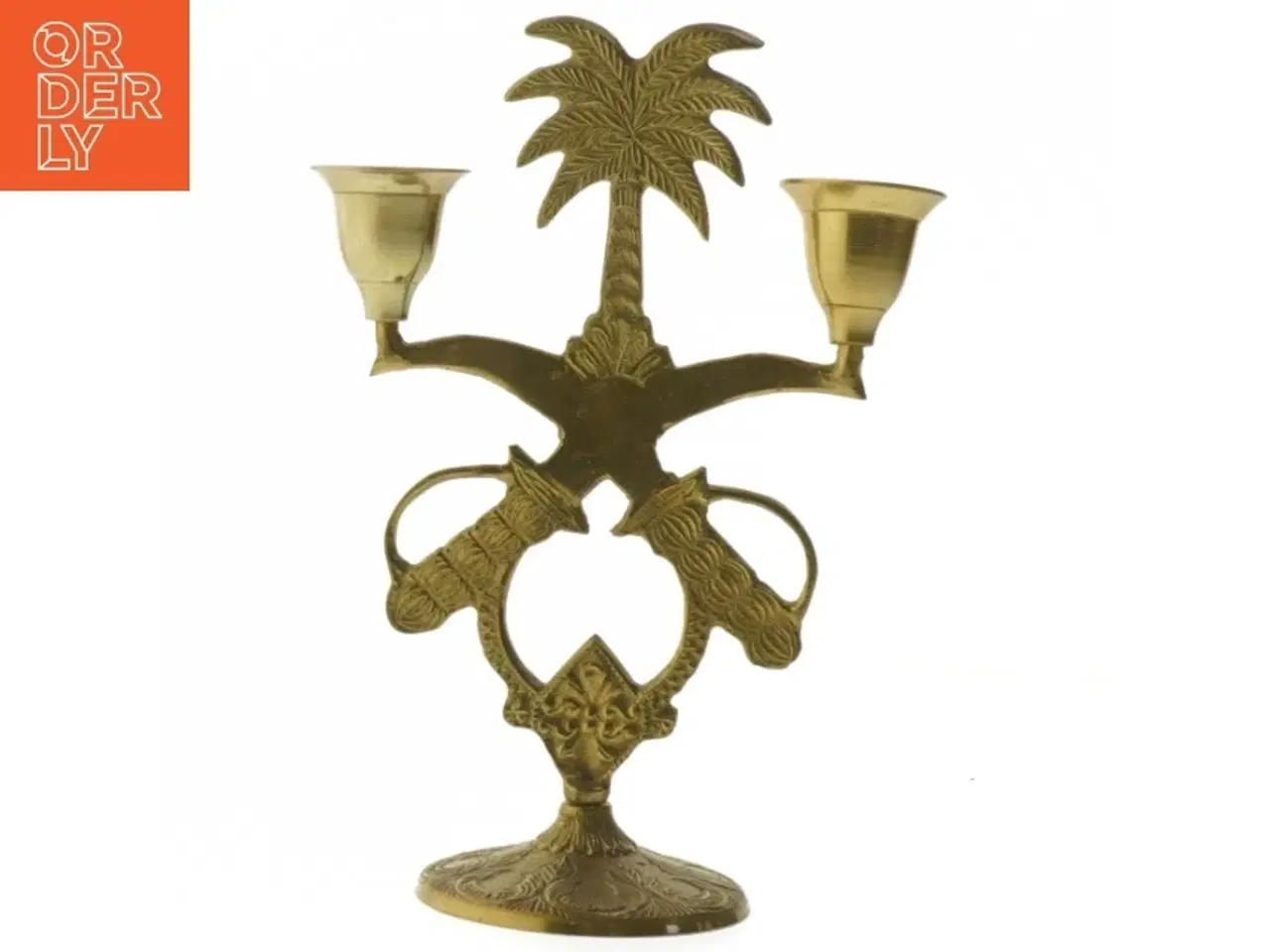 Billede 1 - Messing lysestage med palmemotiv (str. 20 cm)