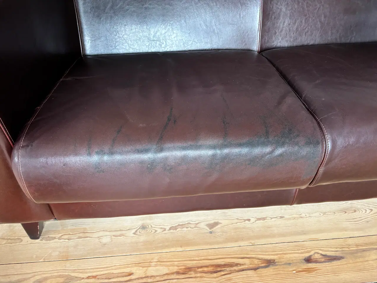 Billede 3 - Brun lædersofa