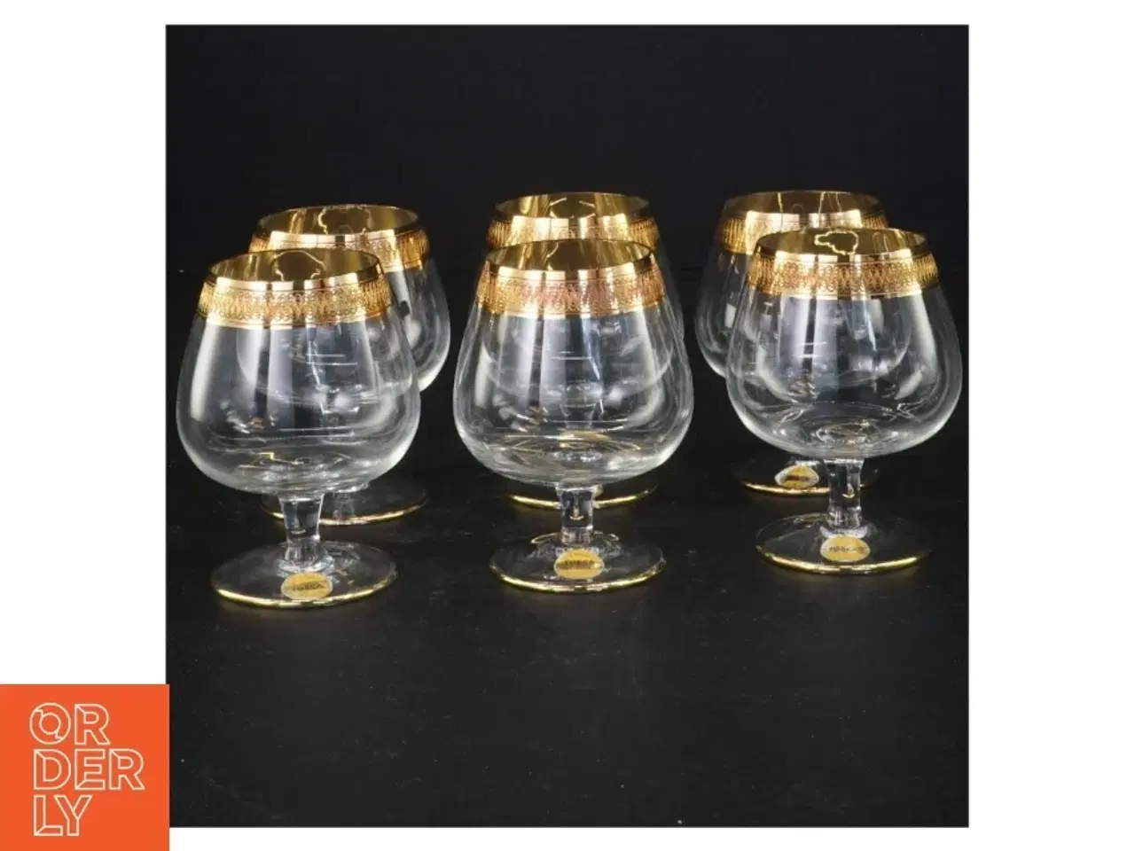 Billede 1 - Vintage cognacglas med guldkant fra Lyngby (str. 8 komma 5 x 6 cm)