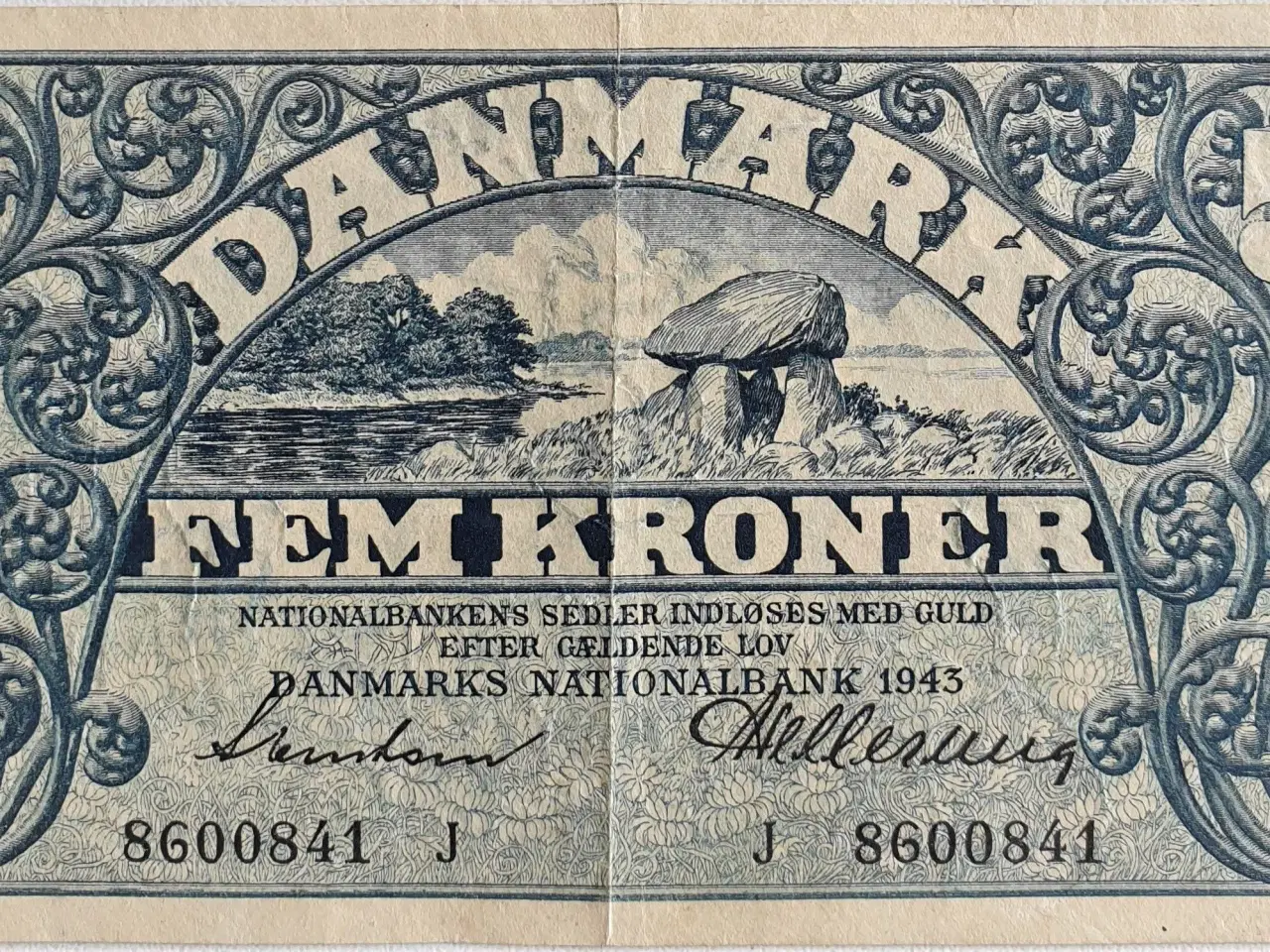 Billede 1 - Dansk 5 krone seddel 1943