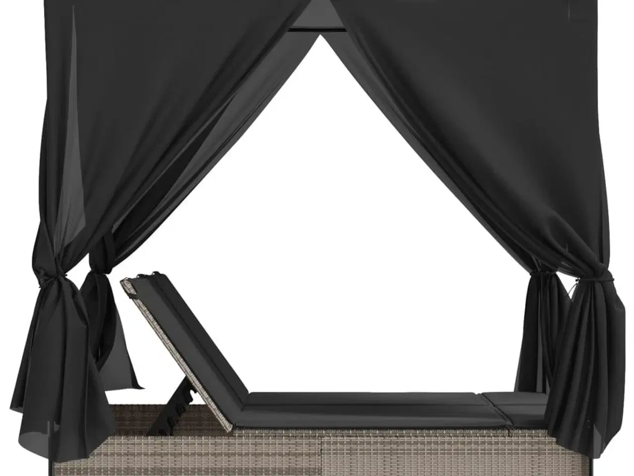 Billede 5 - Solseng med tag og gardiner polyrattan grå