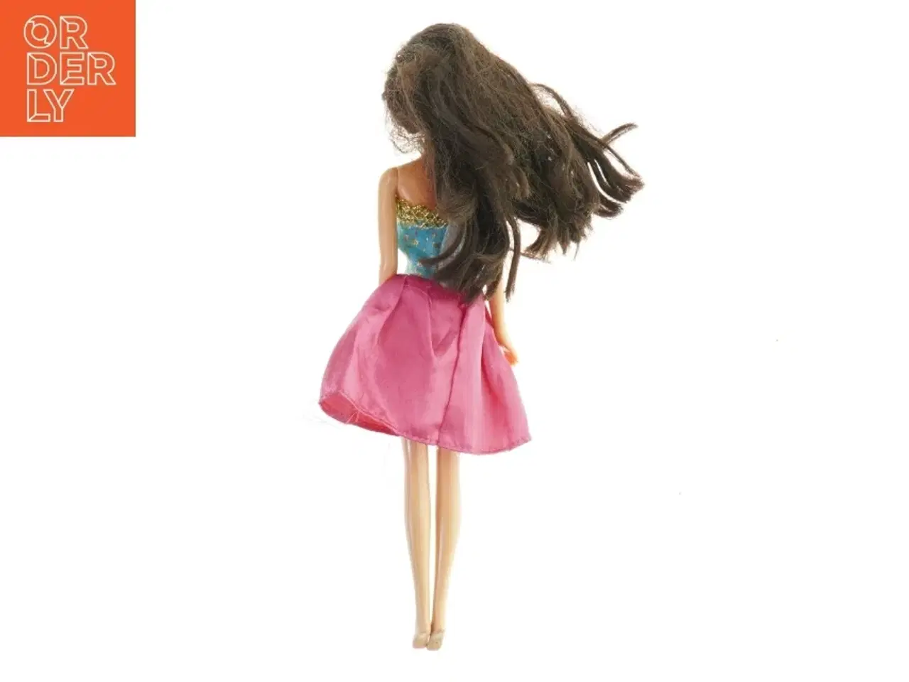 Billede 2 - Dukke med stribet top og pink nederdel fra Barbie (str. 30 cm)