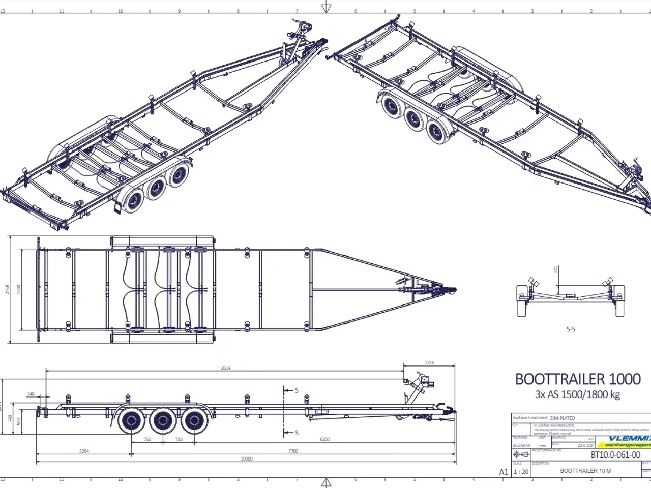 Billede 5 - Vlemmix Bådtrailer 1000x250 3500 TR3