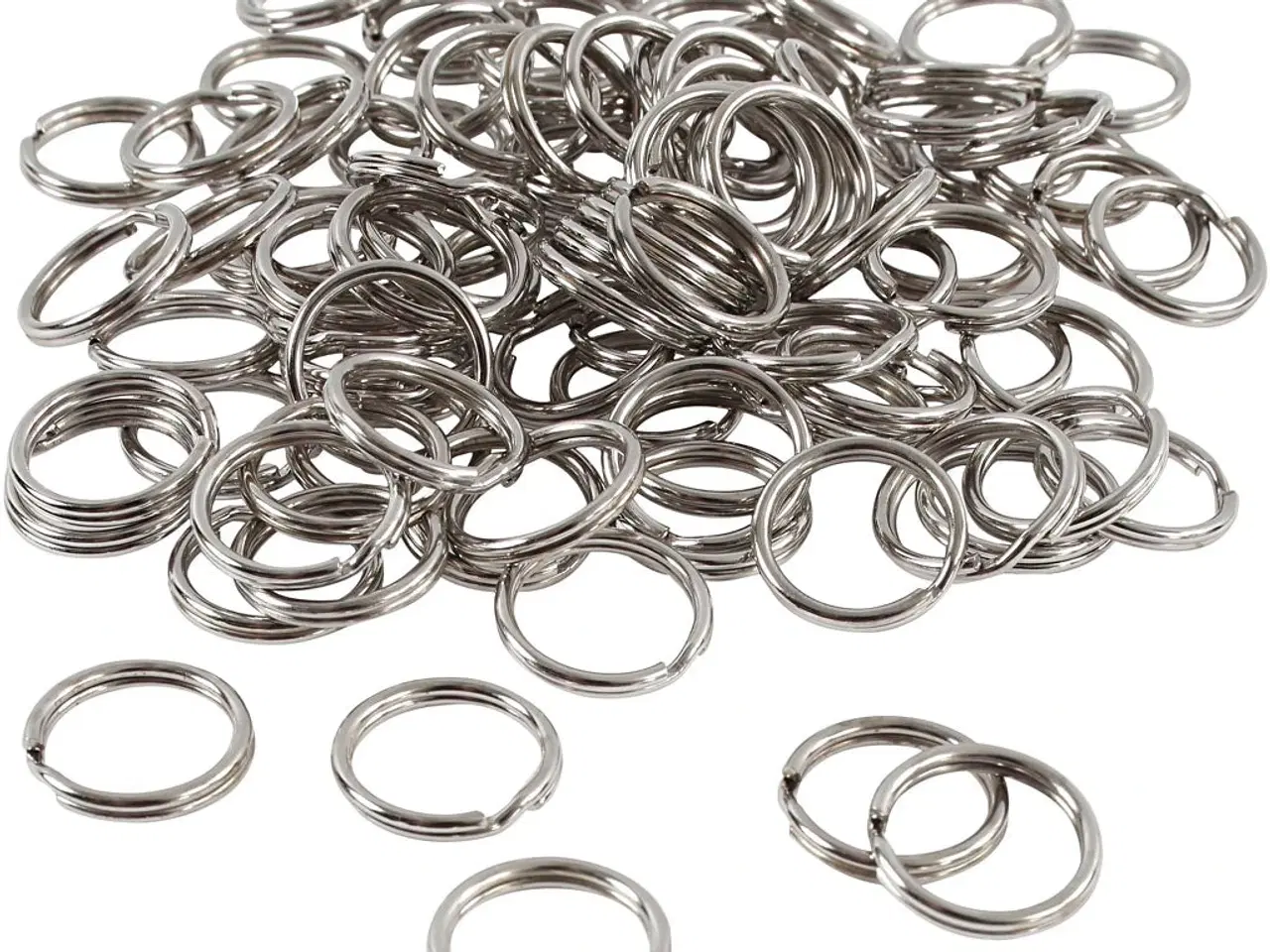 Billede 1 - 100 stk. Metal Nøgleringe 15 mm - Organiser Dine Nøgler