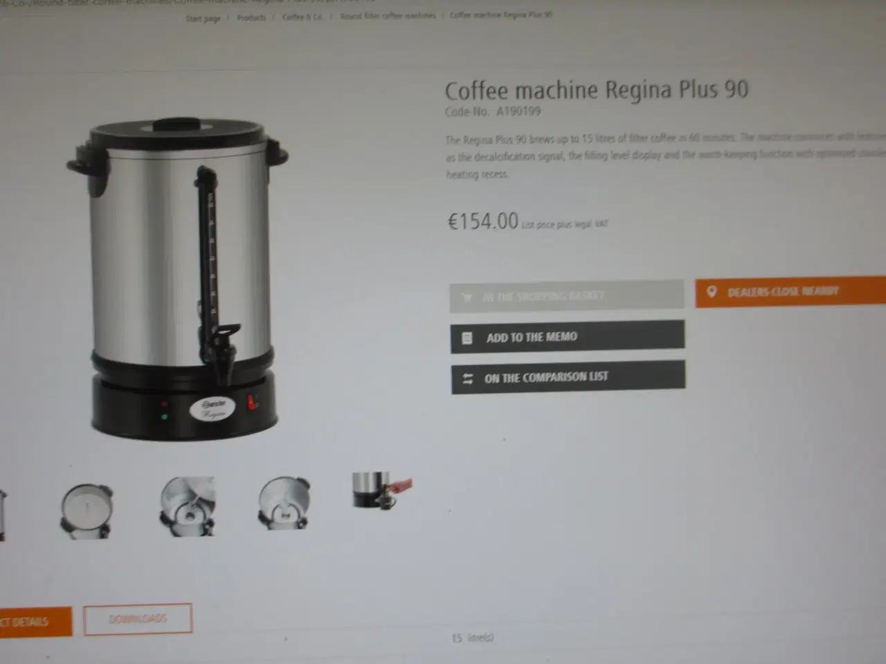 Billede 1 - Kaffemaskine stor 15 liter med filter