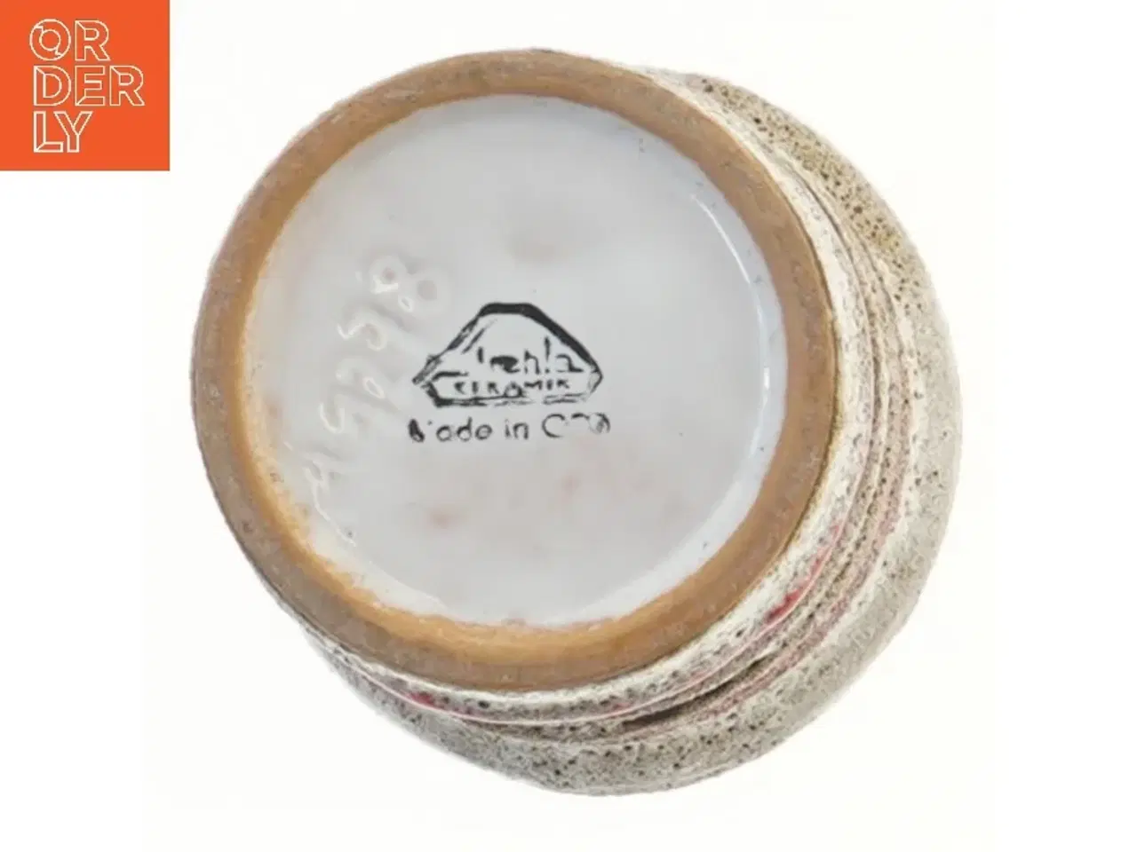 Billede 3 - Retro vase med rød og grå striber (str. Ø 10 cm længde 15 cm)