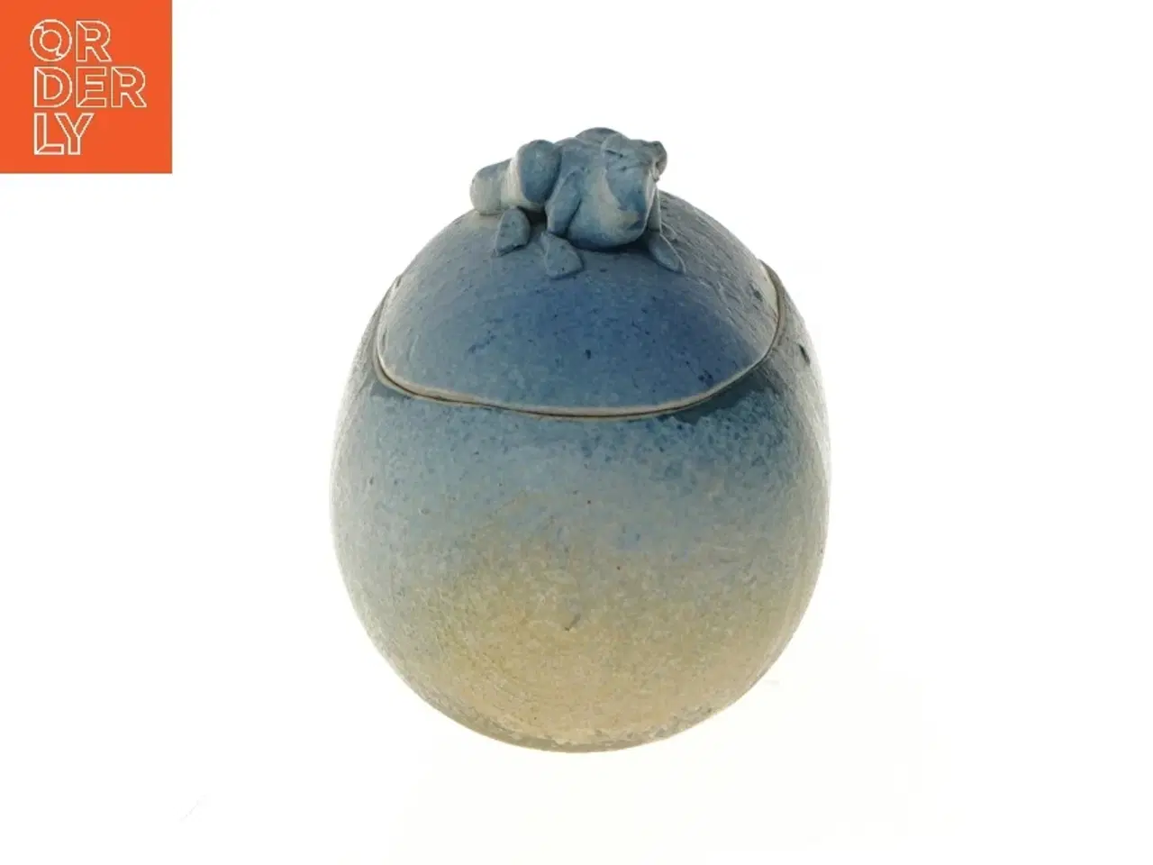 Billede 5 - Keramisk opbevaringsboks med frø dekoration fra Maja (str. 11,5x13x8,5 cm)