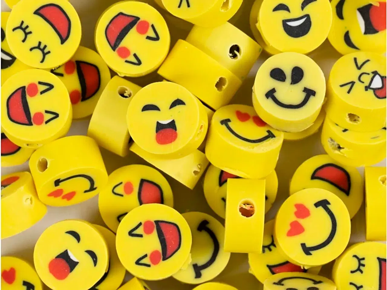 Billede 1 - Figurperler, Emoji, diam. 10 mm, hulstr. 1,5 mm, 200stk./ 1 pk.