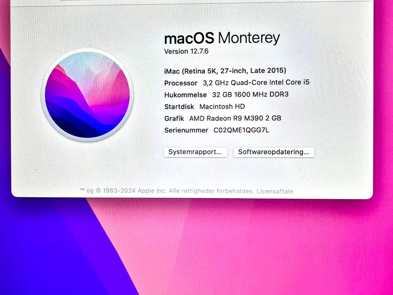 Billede 2 - Apple iMac 27”. Late 2015.