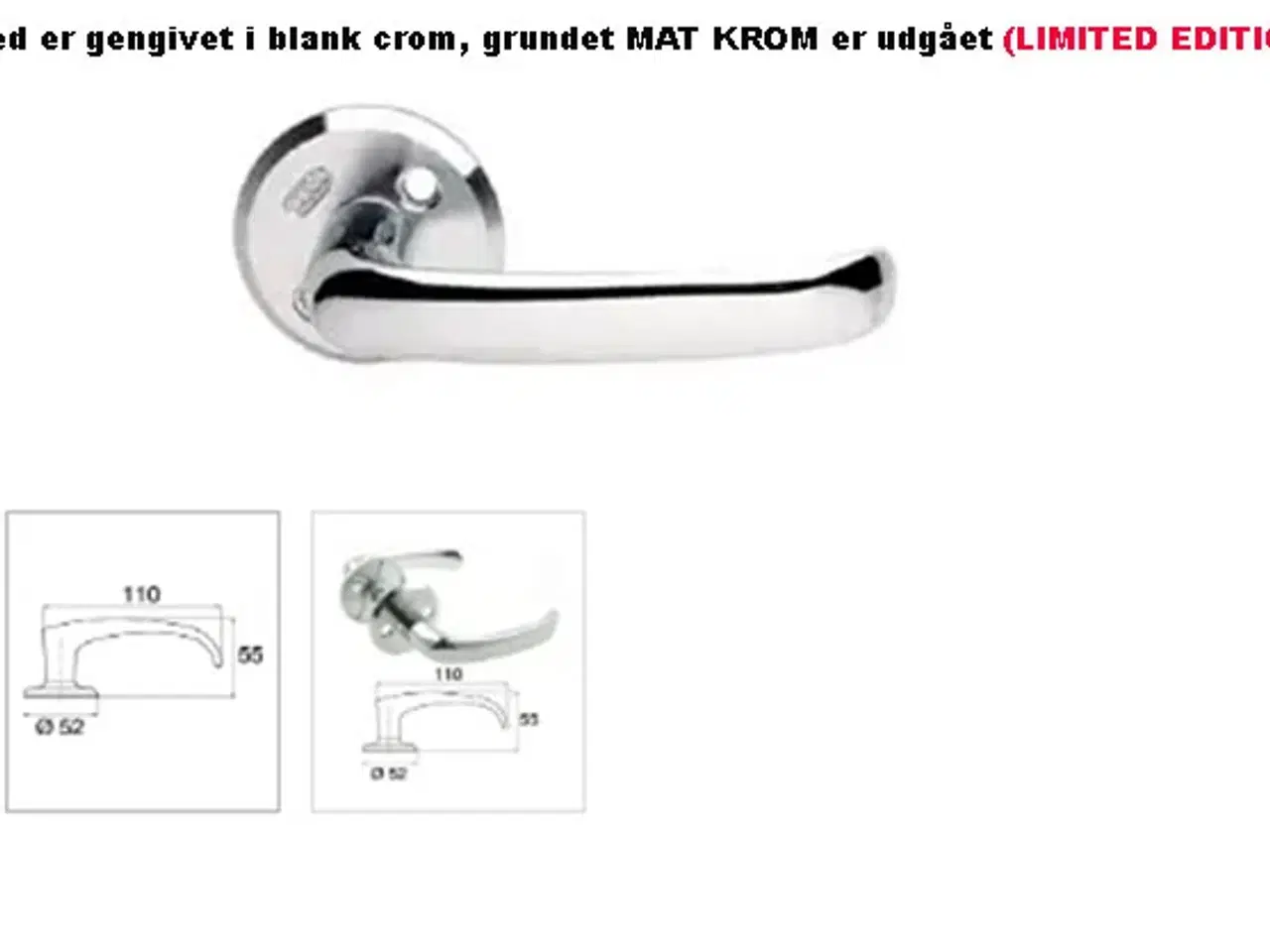 Billede 2 - Assa Abloy Ruko udvending dørgreb 640 MatKrom