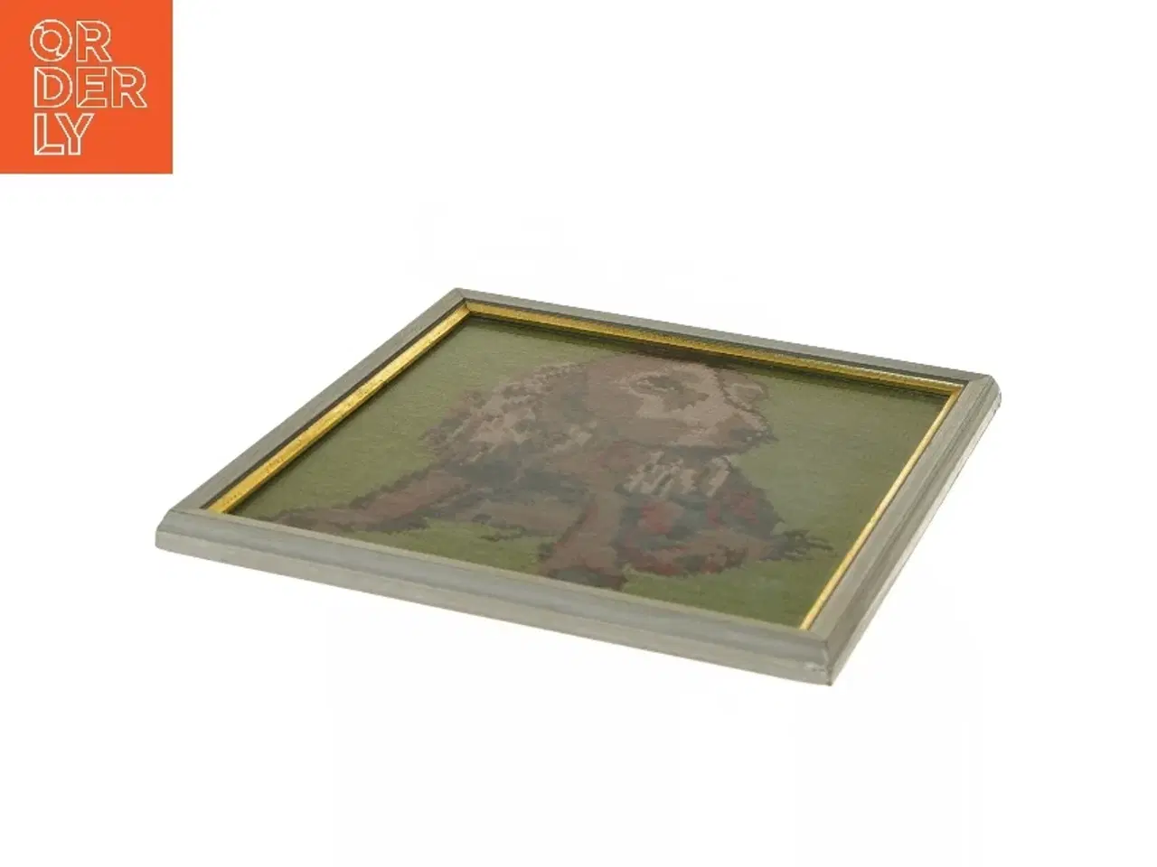 Billede 3 - Broderet hundebillede i ramme (str. 24x22 cm)