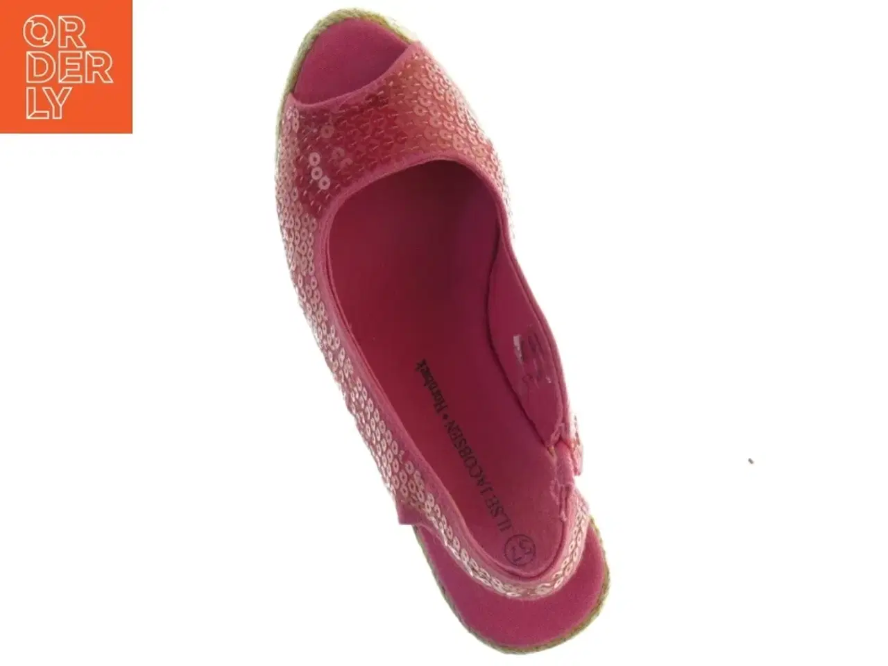 Billede 4 - Røde stof wedges sandaler med palietter fra ILSE JACOBSEN Hornbæk (str. 37)