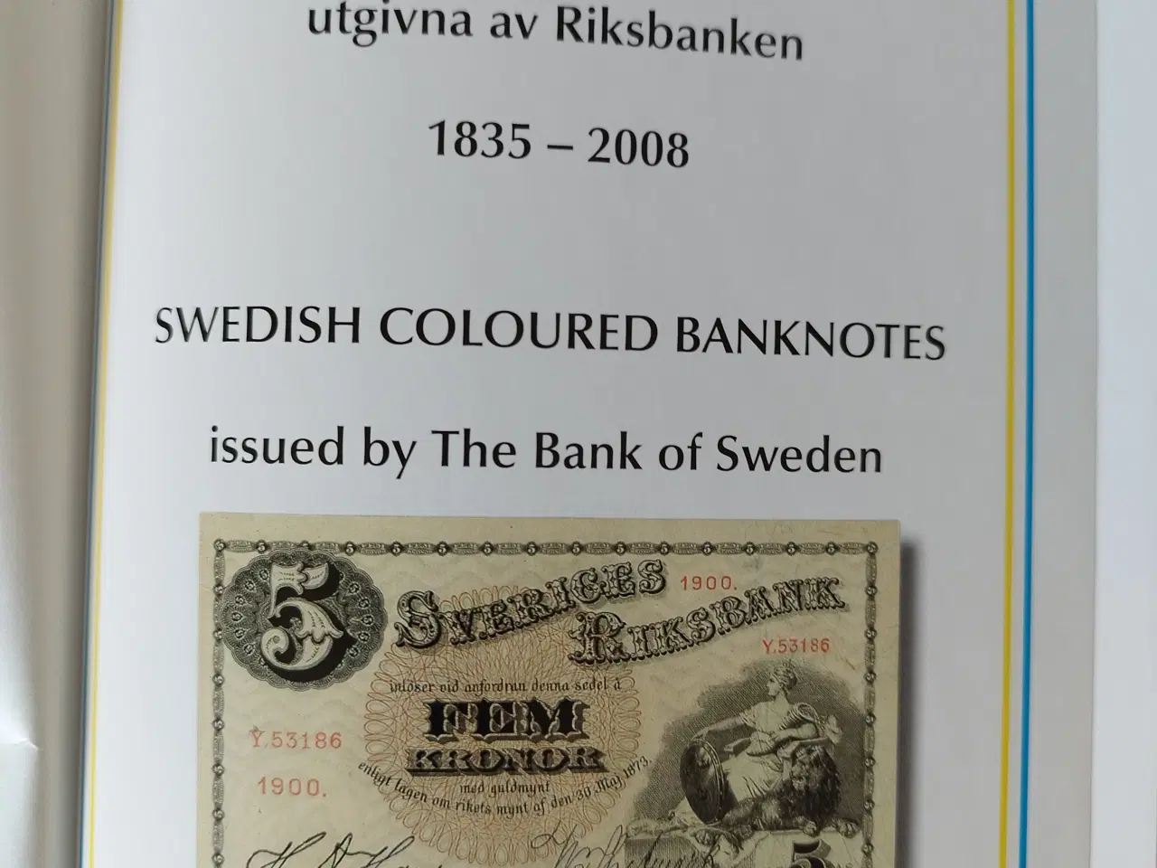 Billede 1 - Sveriges Fargsedlar udgivna af Rigsbanken 