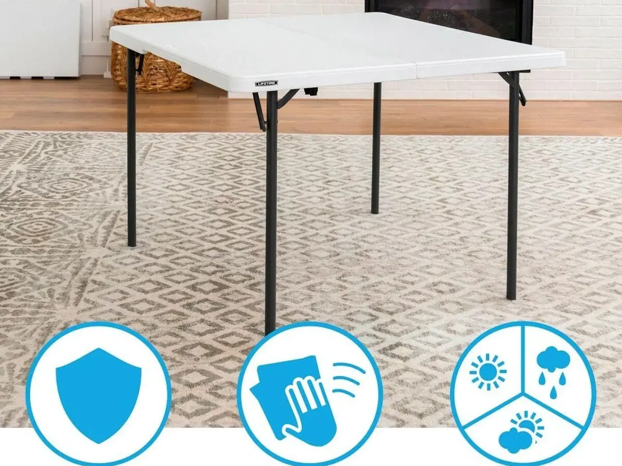 Billede 4 - Lifetime sammenklappeligt bord - hvid 94 × 94 × 74 cm
