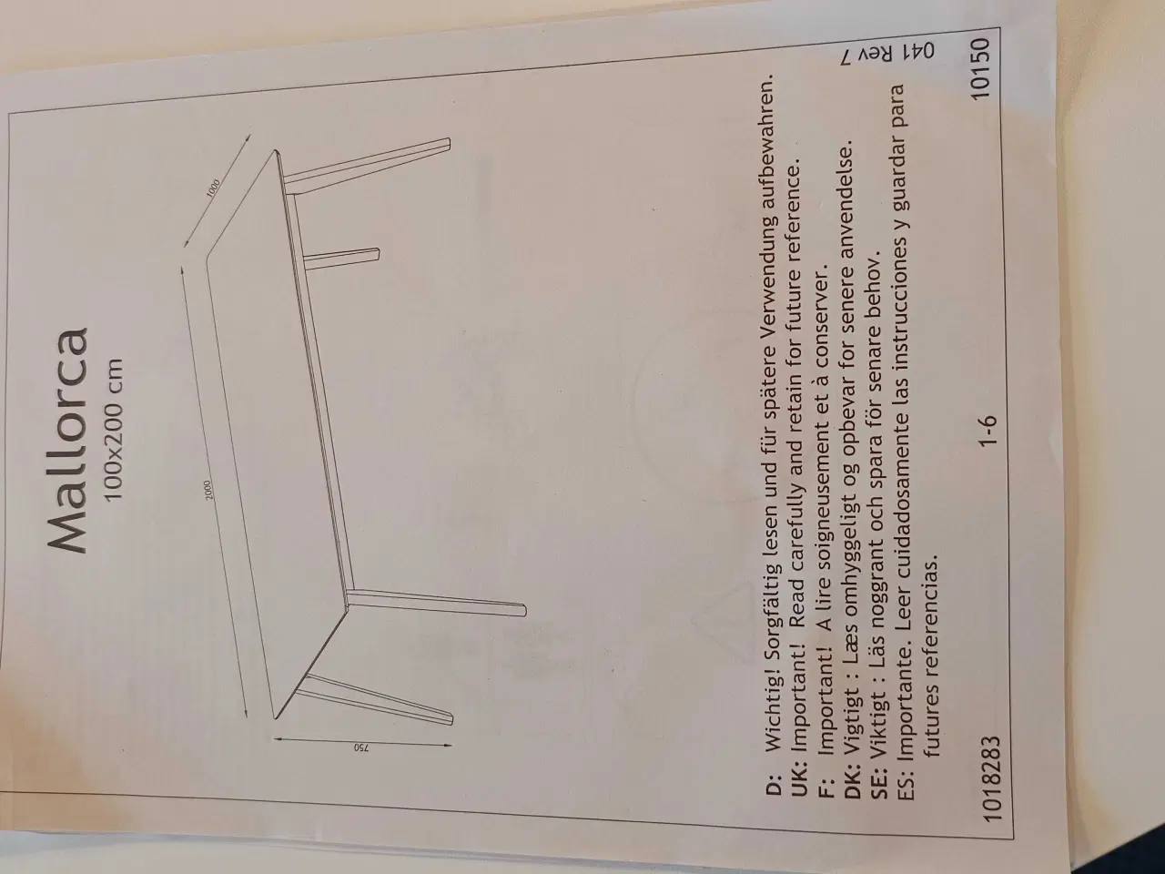 Billede 6 - Hvidt spisebord med træben 100x200 cm