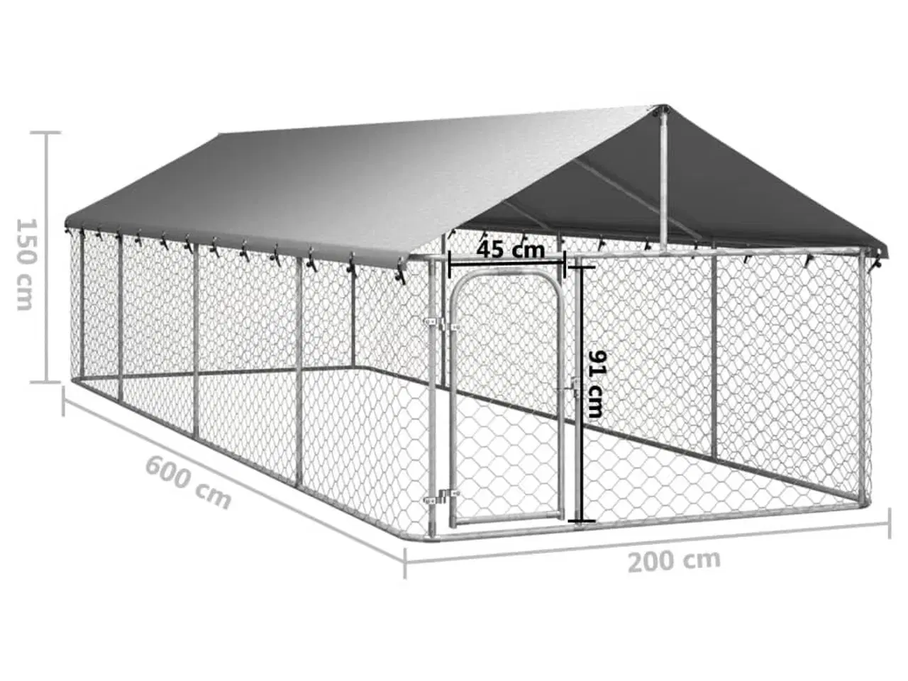 Billede 5 - Udendørs hundebur med tag 600x200x150 cm