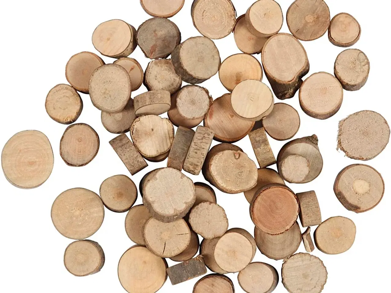 Billede 1 - Rustikke Træskiver 10-15 mm - 25g til Dekoration