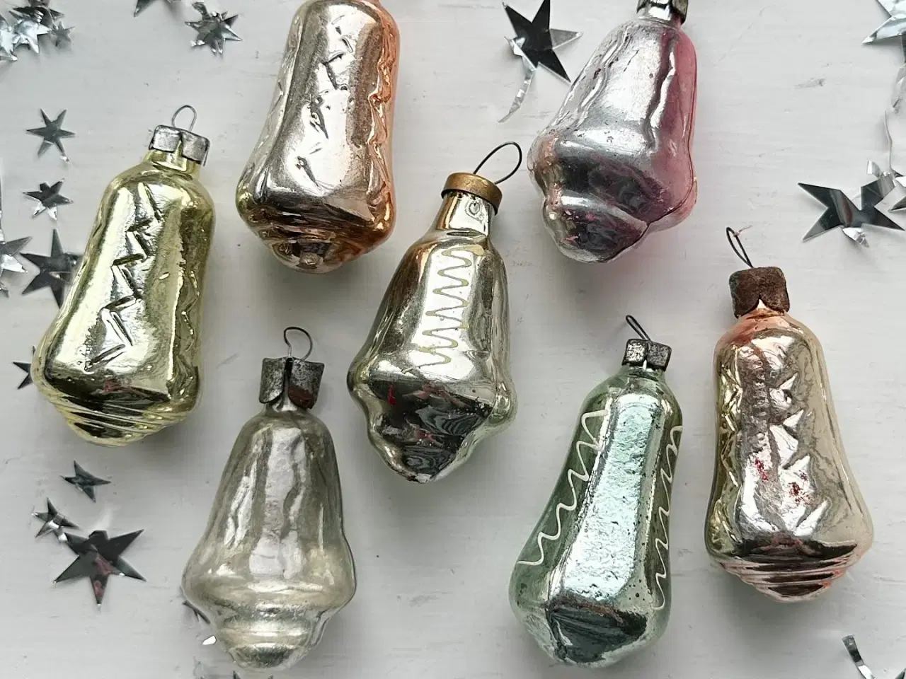 Billede 6 - Vintage julekugler, metalliske klokker, 7 stk samlet