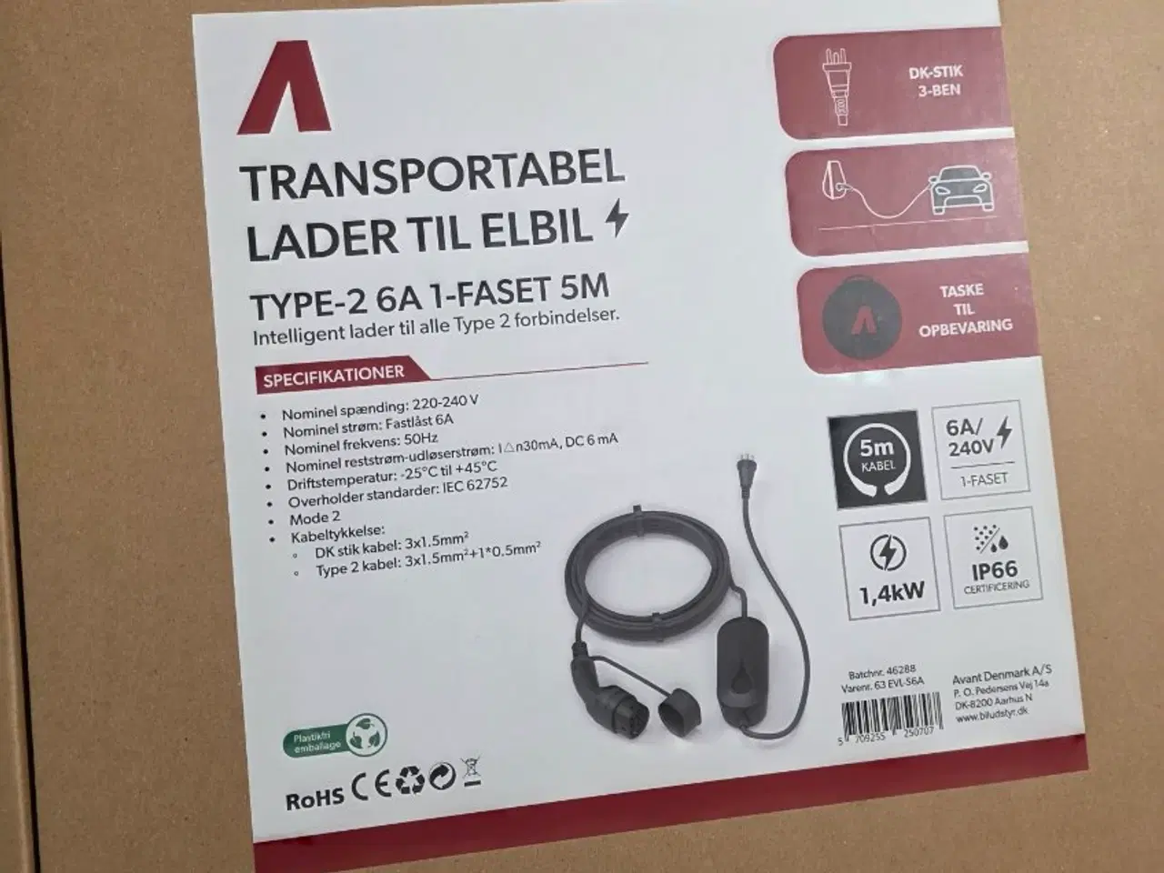 Billede 2 - Ladekabel og transportabel lader til elbil