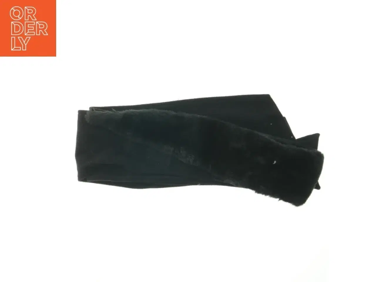 Billede 1 - Sort tørklæde med faux pelskant (str. 200x15 cm)