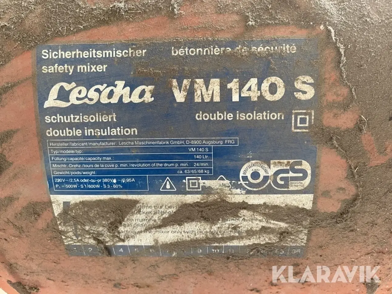 Billede 5 - Beton blander Lescha Schutzisoliert type VM140 S