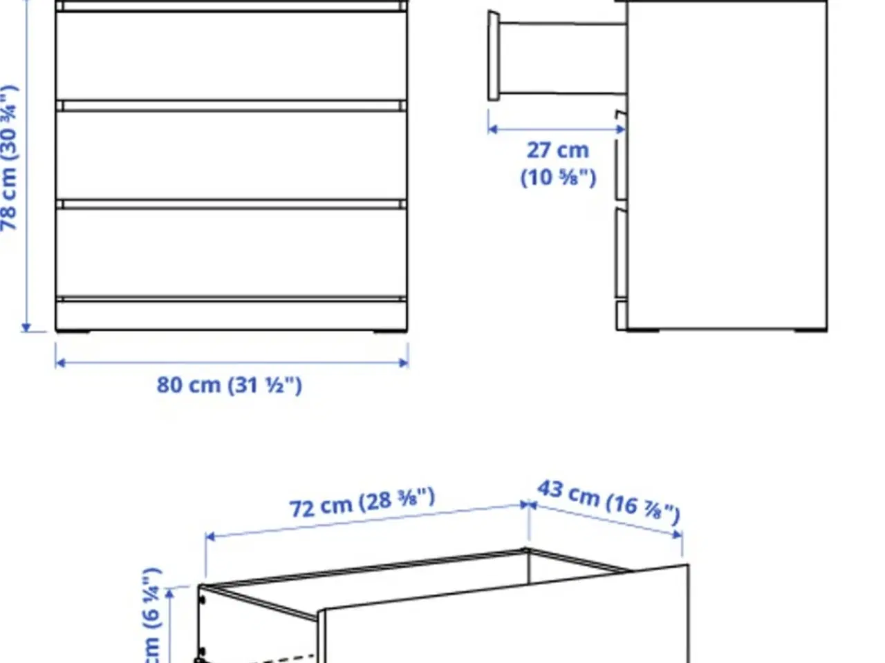 Billede 2 - Malm 3 skuffer kommode