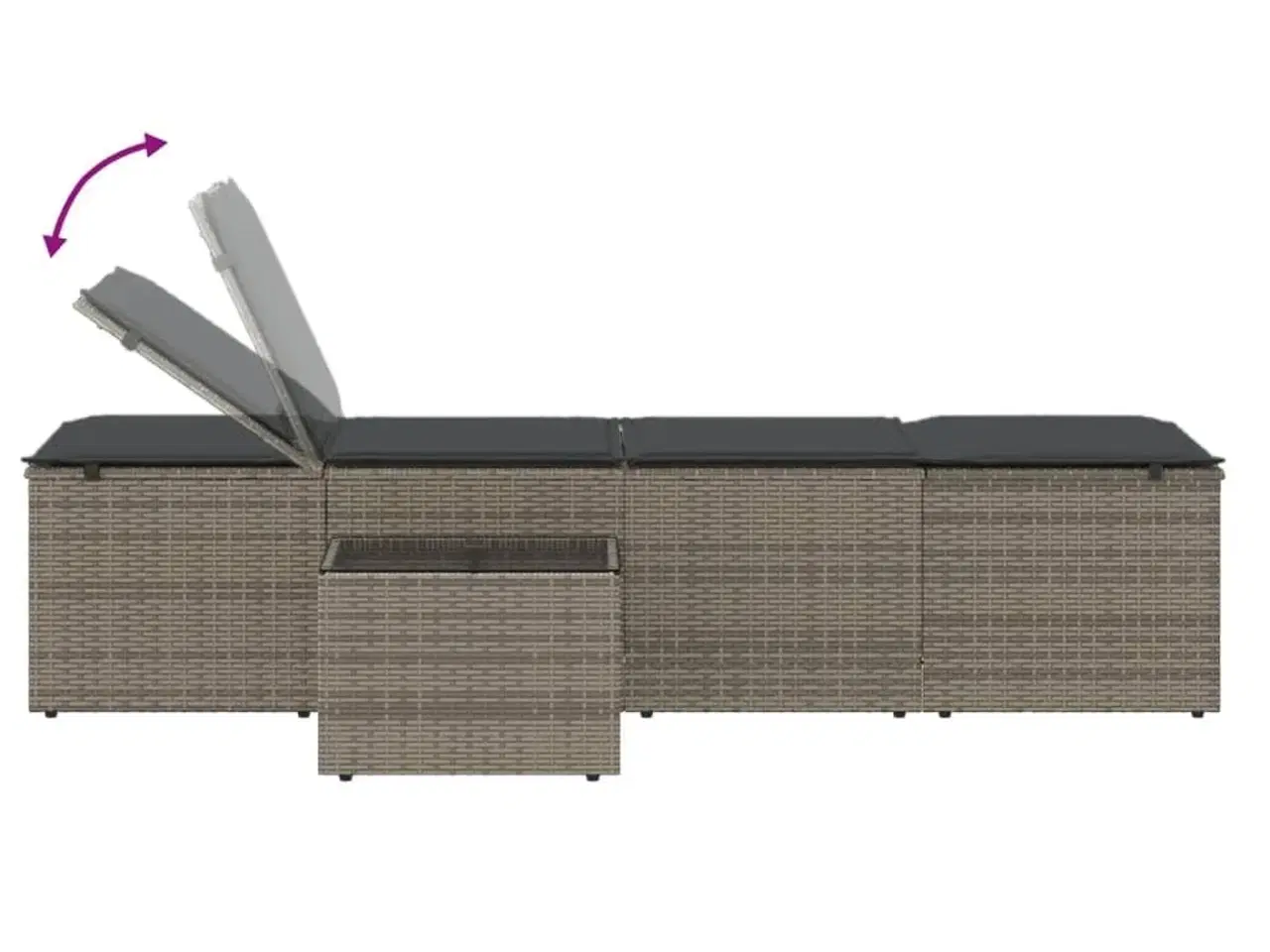 Billede 9 - Liggestole 2 stk. med bord grå polyrattan