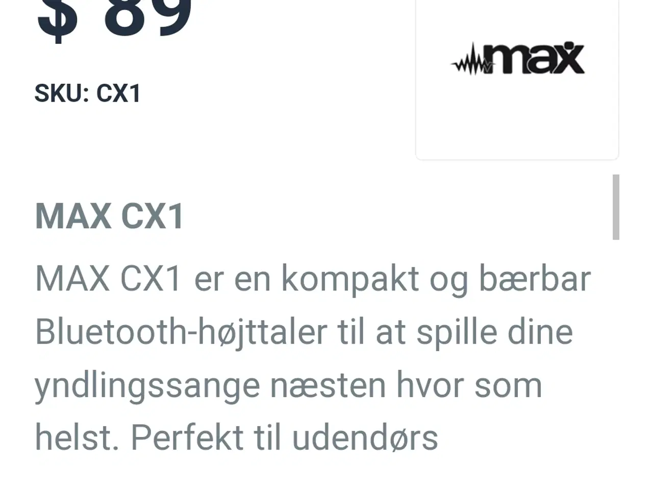 Billede 3 - MAX CX1 HØJTALER TIL BLUTOOTH
