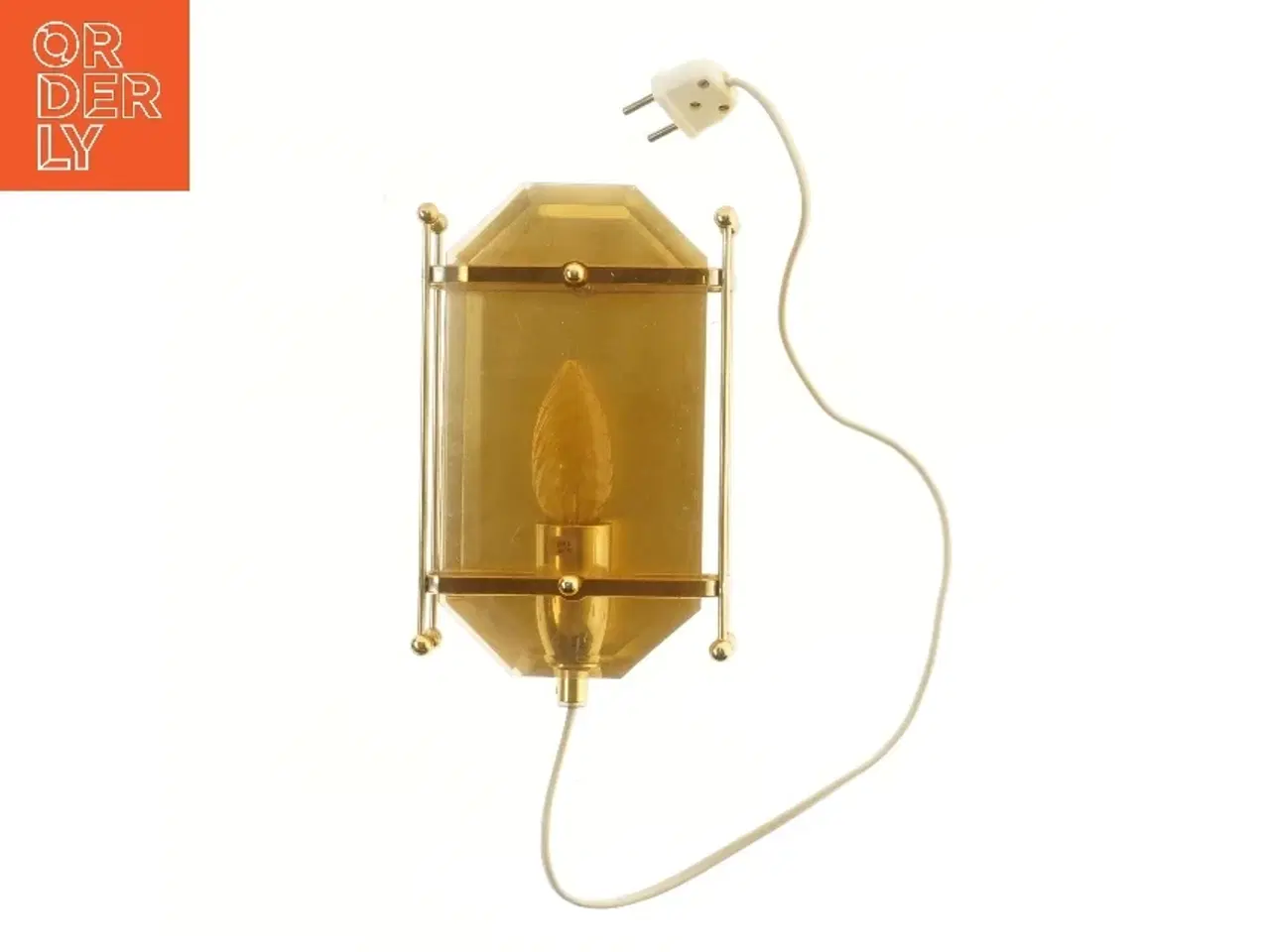 Billede 1 - Væglampe med guldfarvet skærm (str. 20x13 cm)