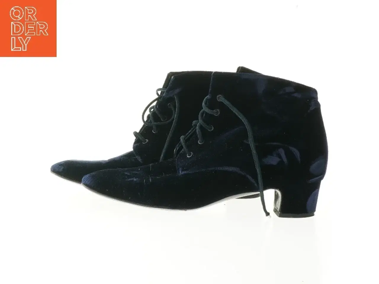 Billede 2 - Blå velour damestøvler med snøre fra Emma Hope (str. 39)