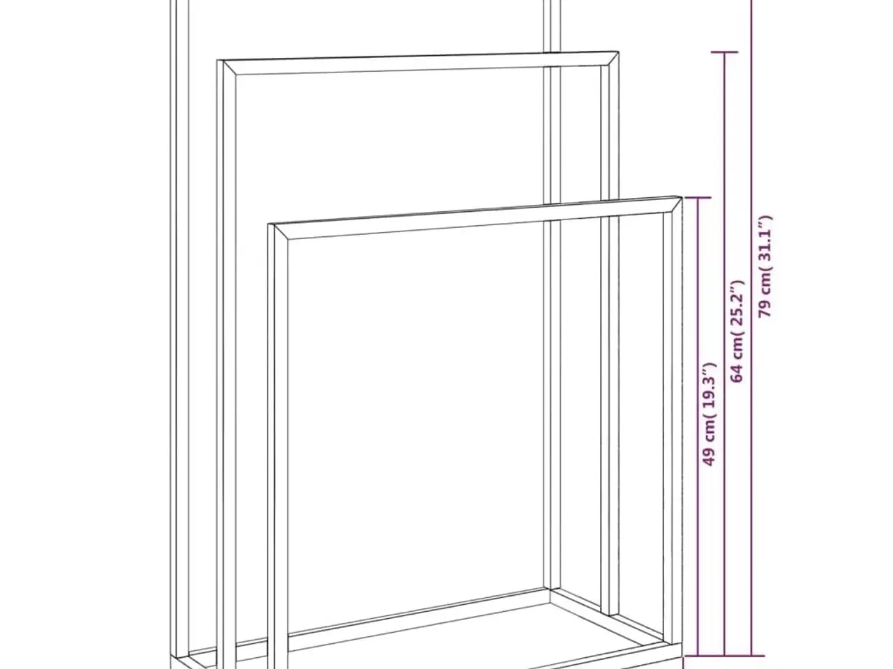 Billede 7 - Fritstående håndklædeholder 48x24x79 cm jern sort