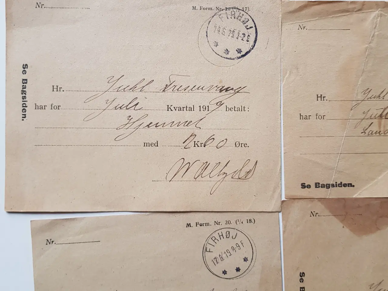Billede 2 - Kvitteringer 1918 - 1920 15 stk