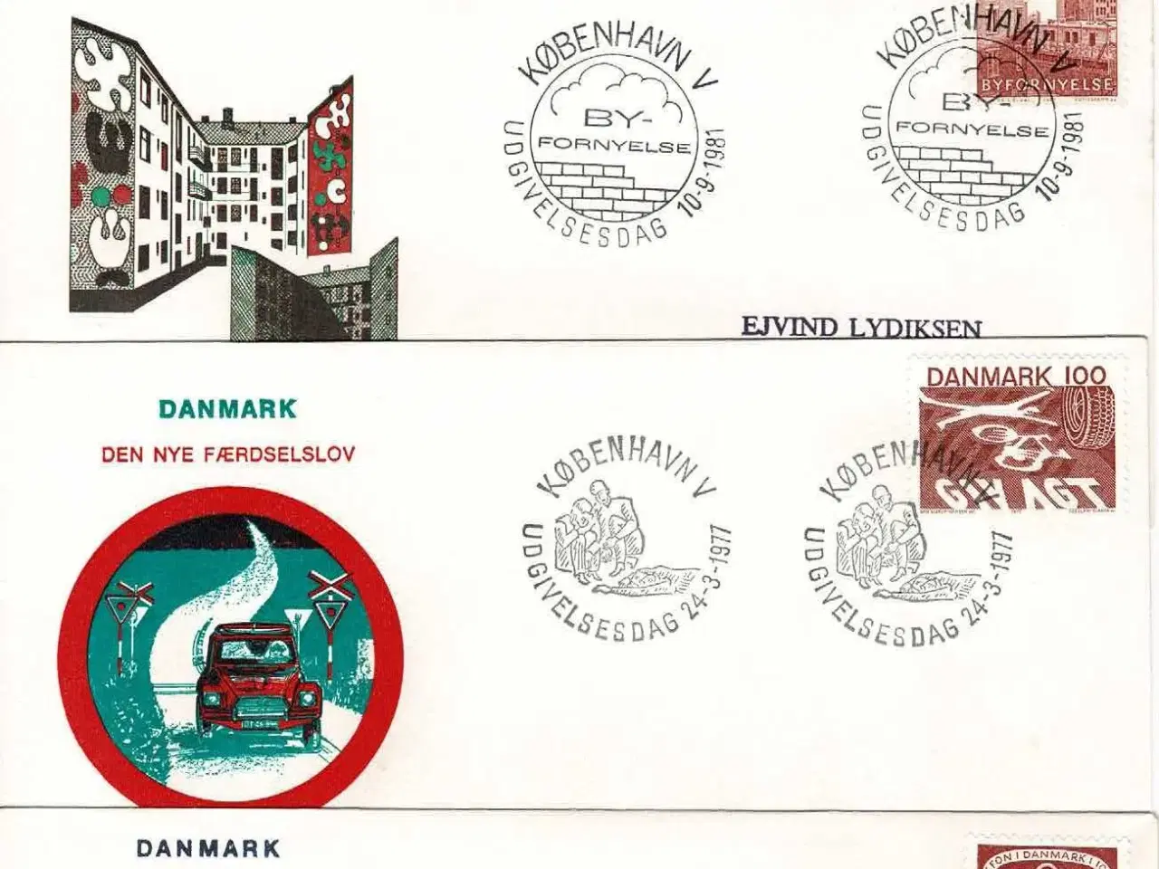 Billede 1 - Danmark 1974-81, 4 Førstedagskuverter