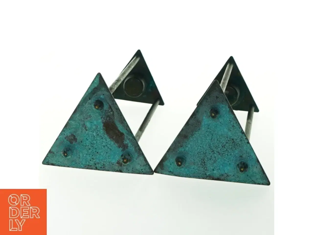 Billede 3 - Metallysestager i trekantet design (str. 20x10 cm)