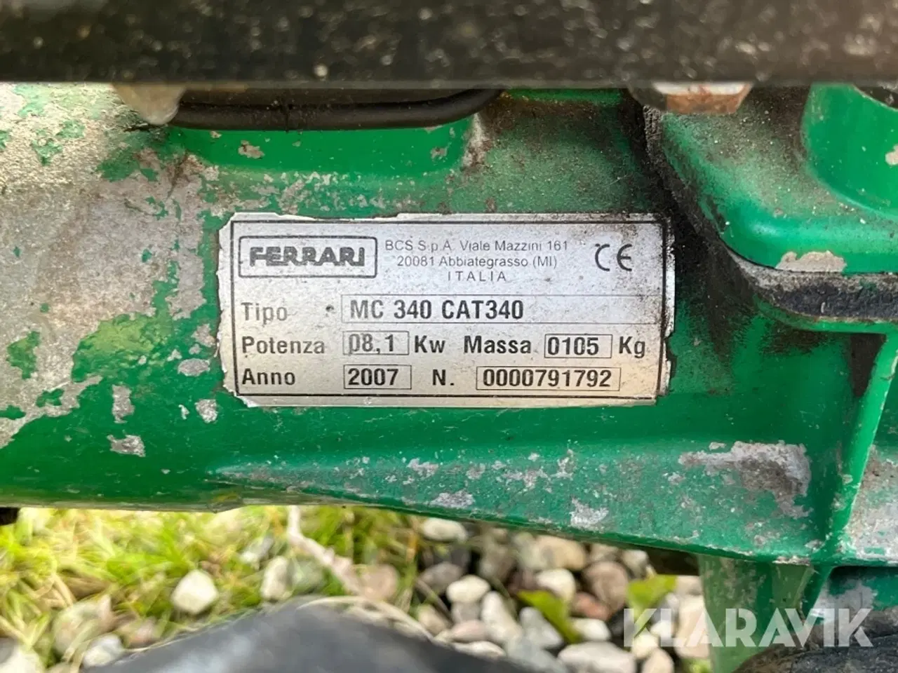 Billede 7 - Redskabsbærer Ferrari MC 340 med stenrive