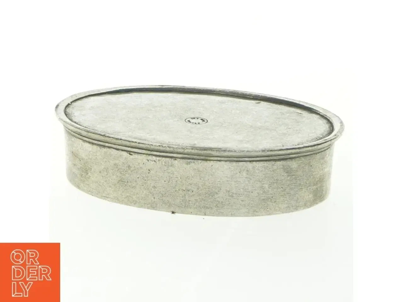 Billede 2 - Oval metalæske med låg (str. 13,5x9x6 cm)