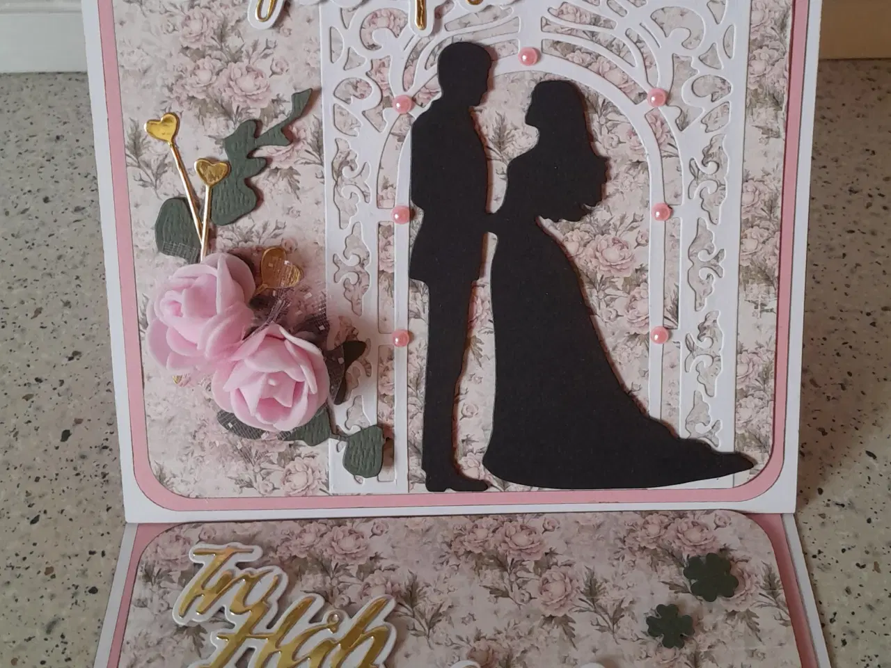 Billede 1 - Bryllupskort lyserød sælges
