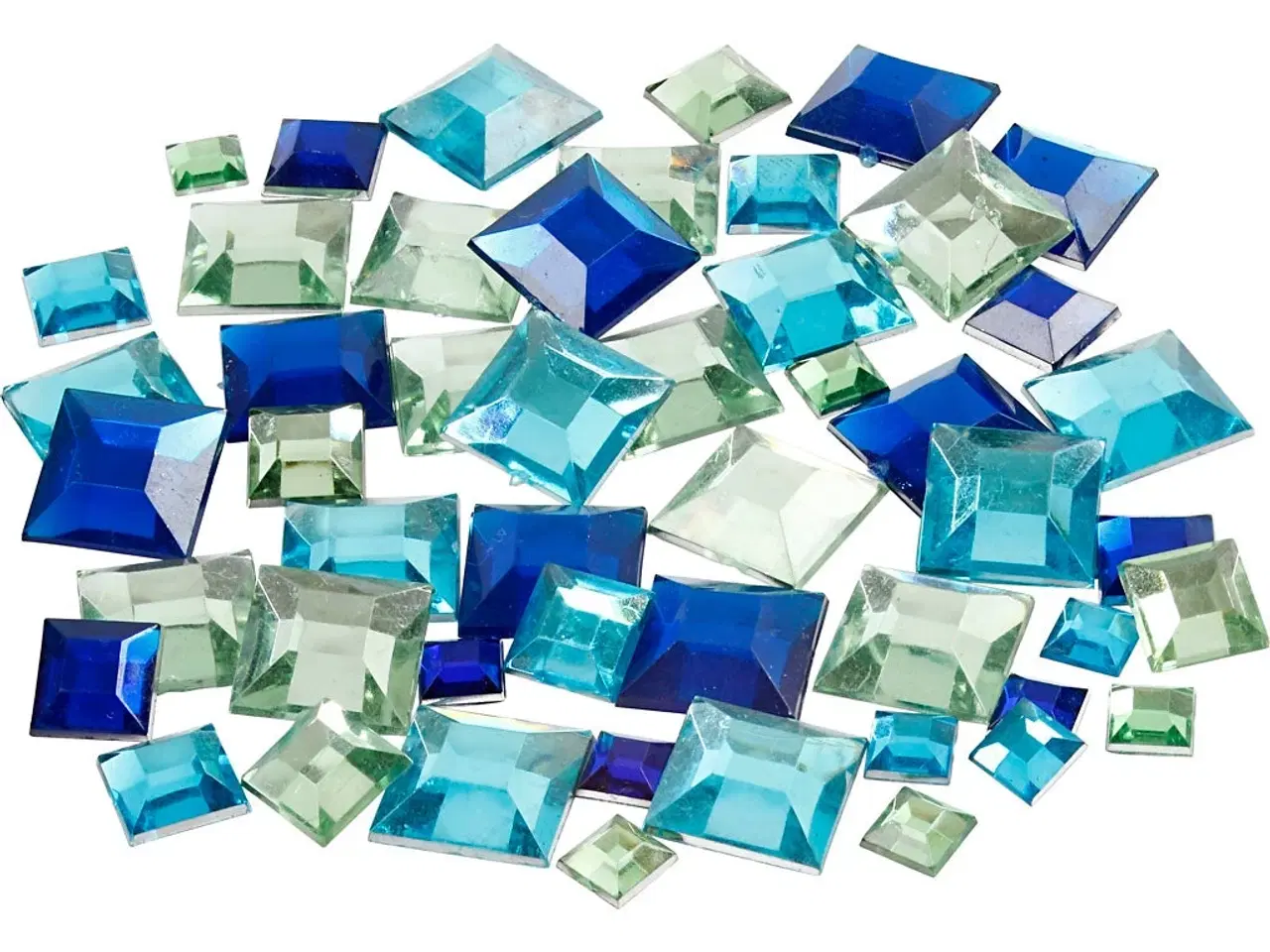 Billede 1 - Firkantede Rhinsten 6-12 mm Blå/Grøn, 360 stk.
