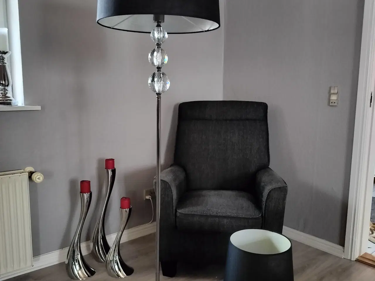 Billede 1 - Standerlampe og bordlampe med krystal