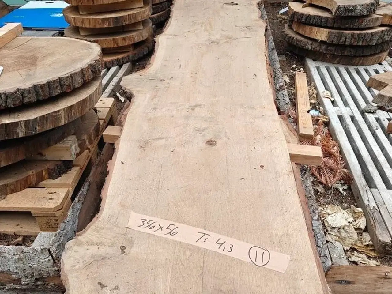 Billede 1 - 1 stk. Egetræsplanke str. 356 x 56 x 4,3