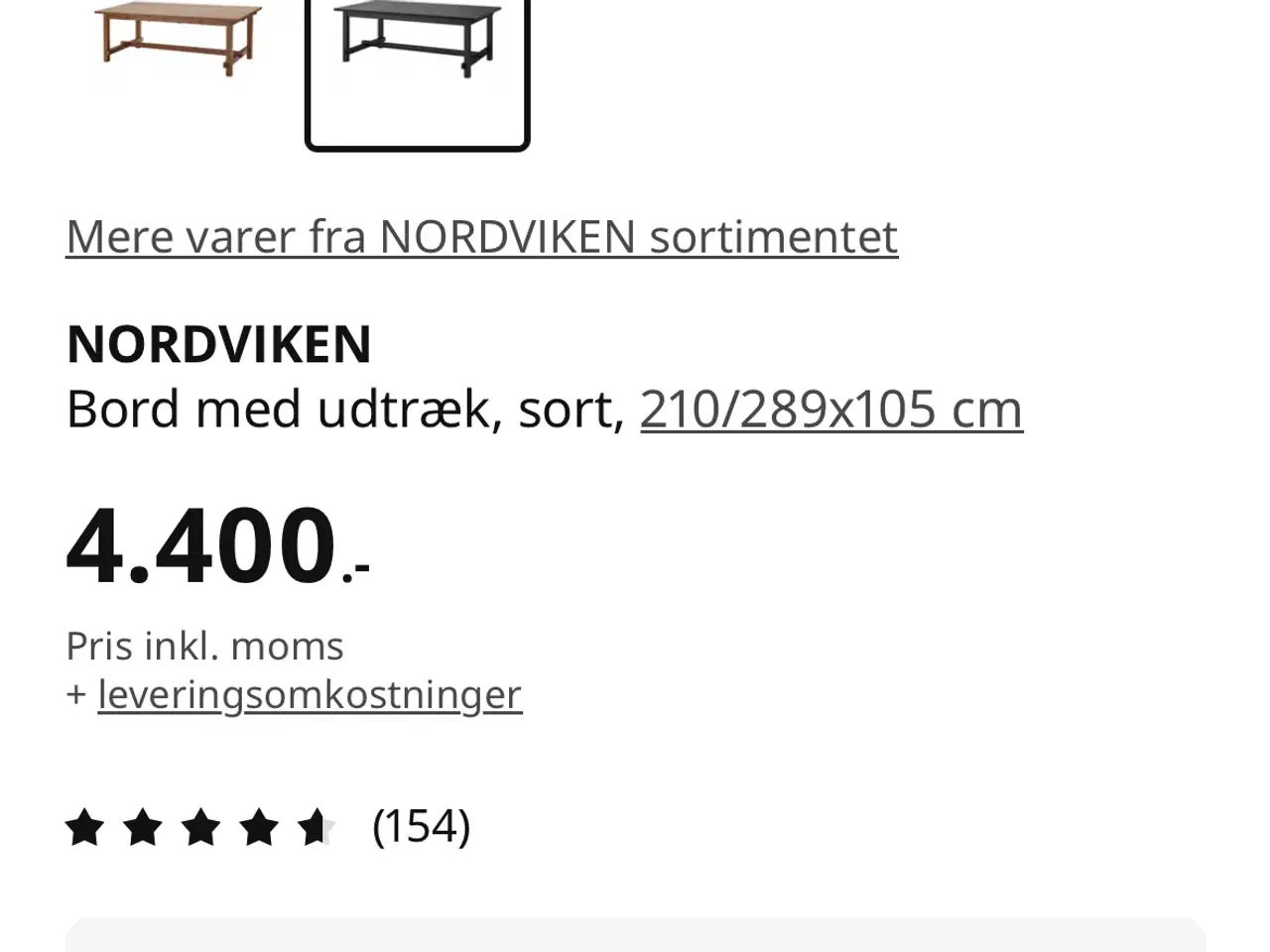 Billede 4 - Massivt sort IKEA Nordviken spisebord