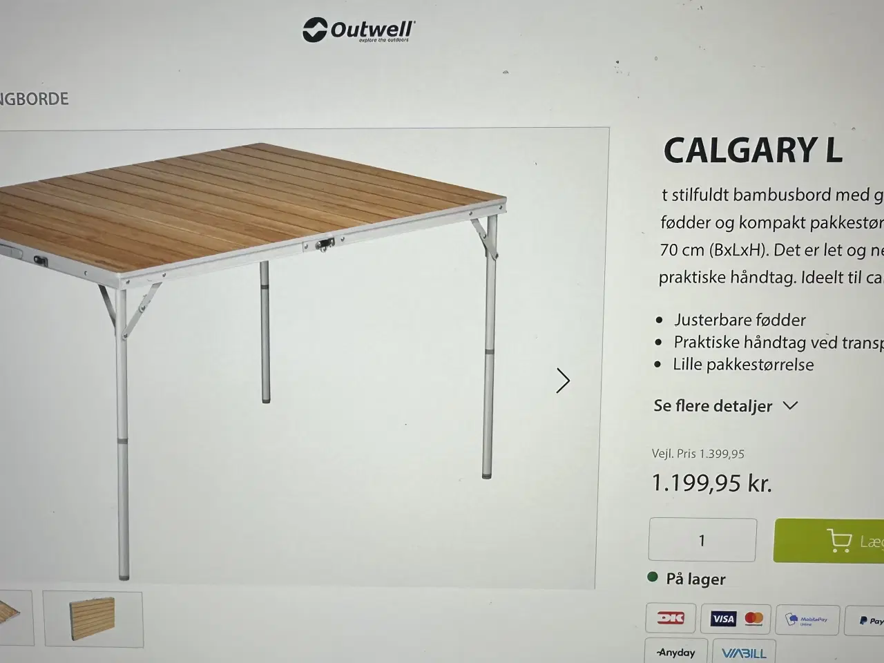 Billede 9 - Outwell bambus campingbord