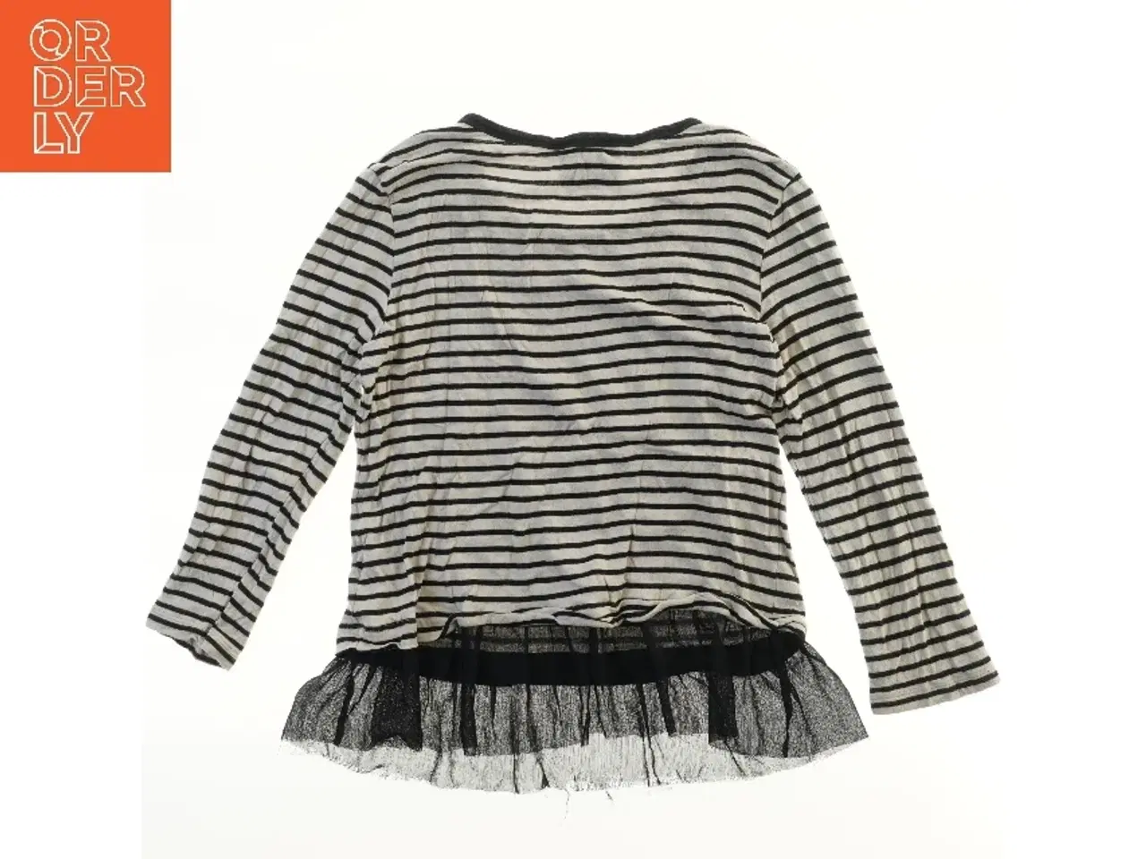 Billede 2 - Mads Nørgaard langærmet stribet bluse med tyl (str. S)