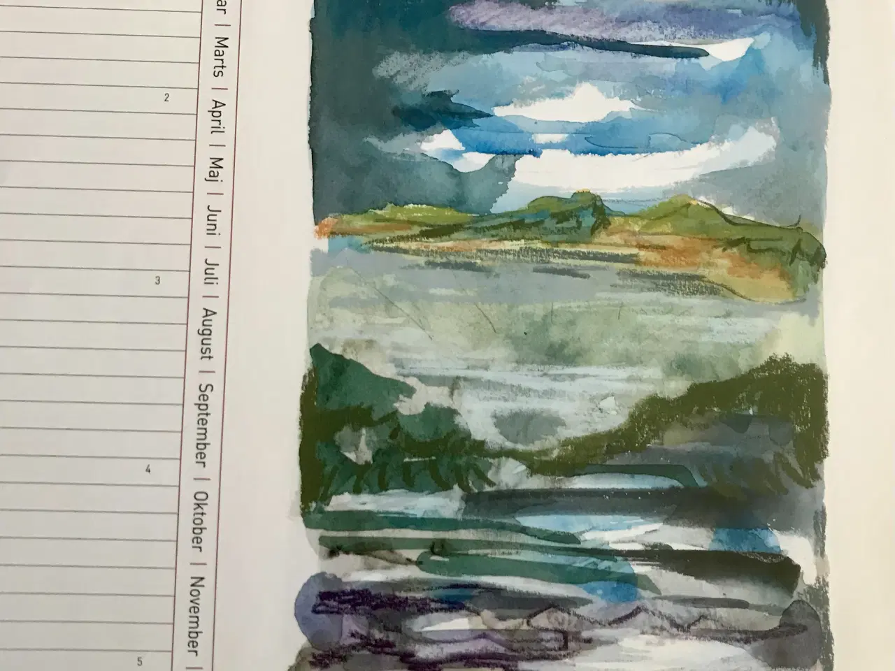 Billede 2 - Kunst kalender med akvarel tryk. Felix Pedersen. 