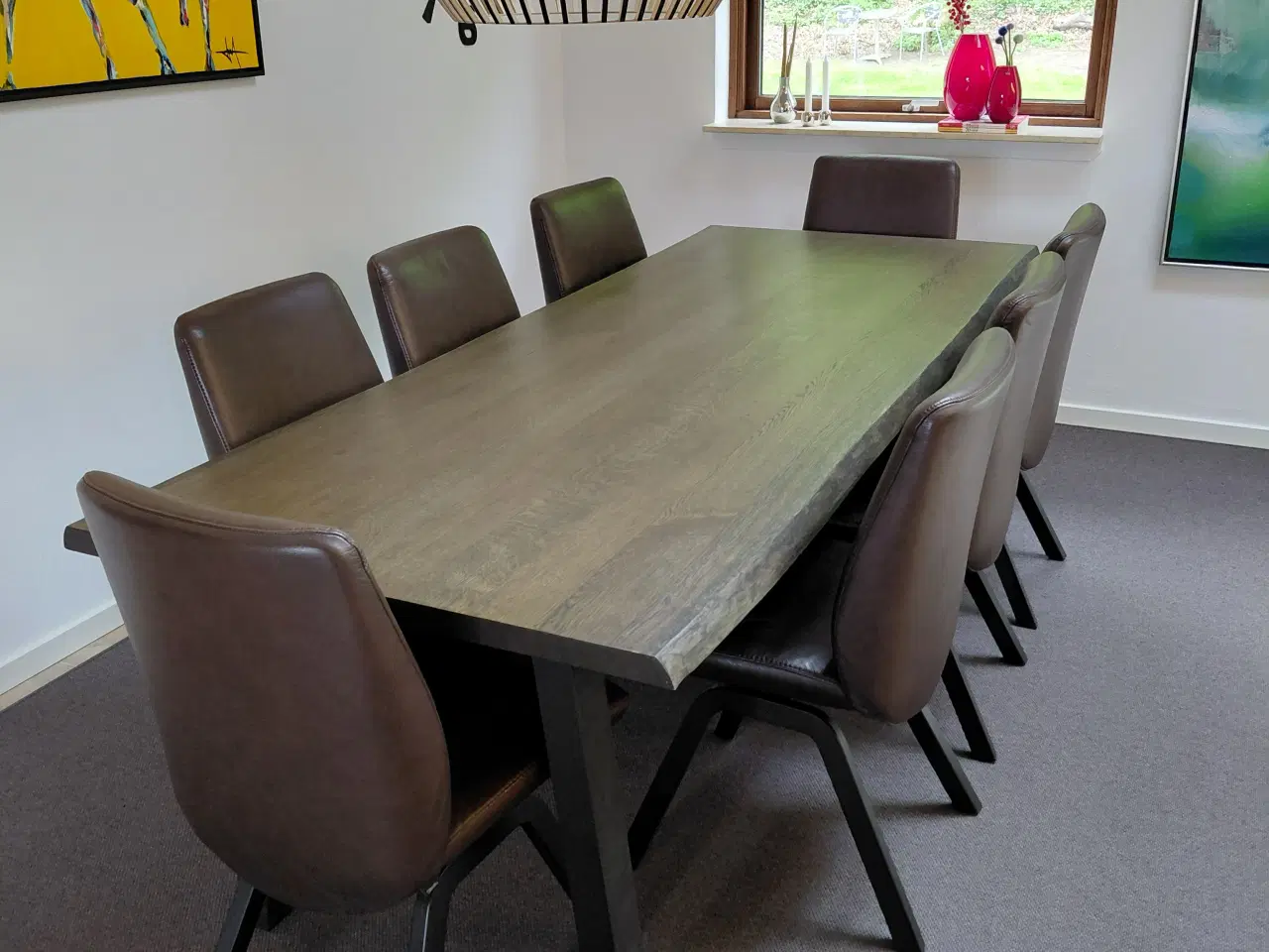 Billede 2 - Spisebord i Massivt egetræ med 8 Stressless stole