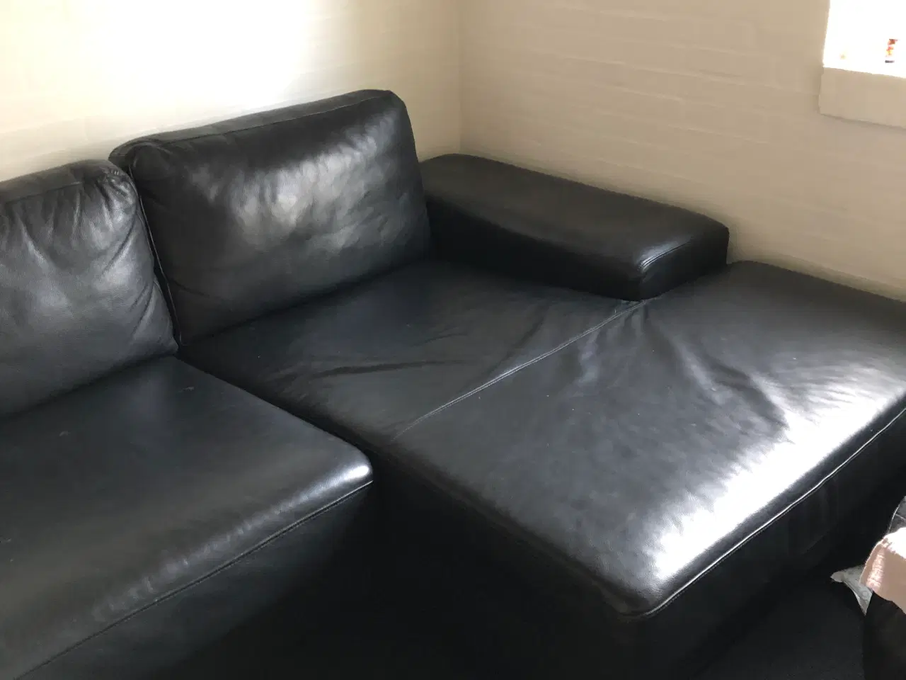 Billede 1 - Læder sofa med chaiselong 