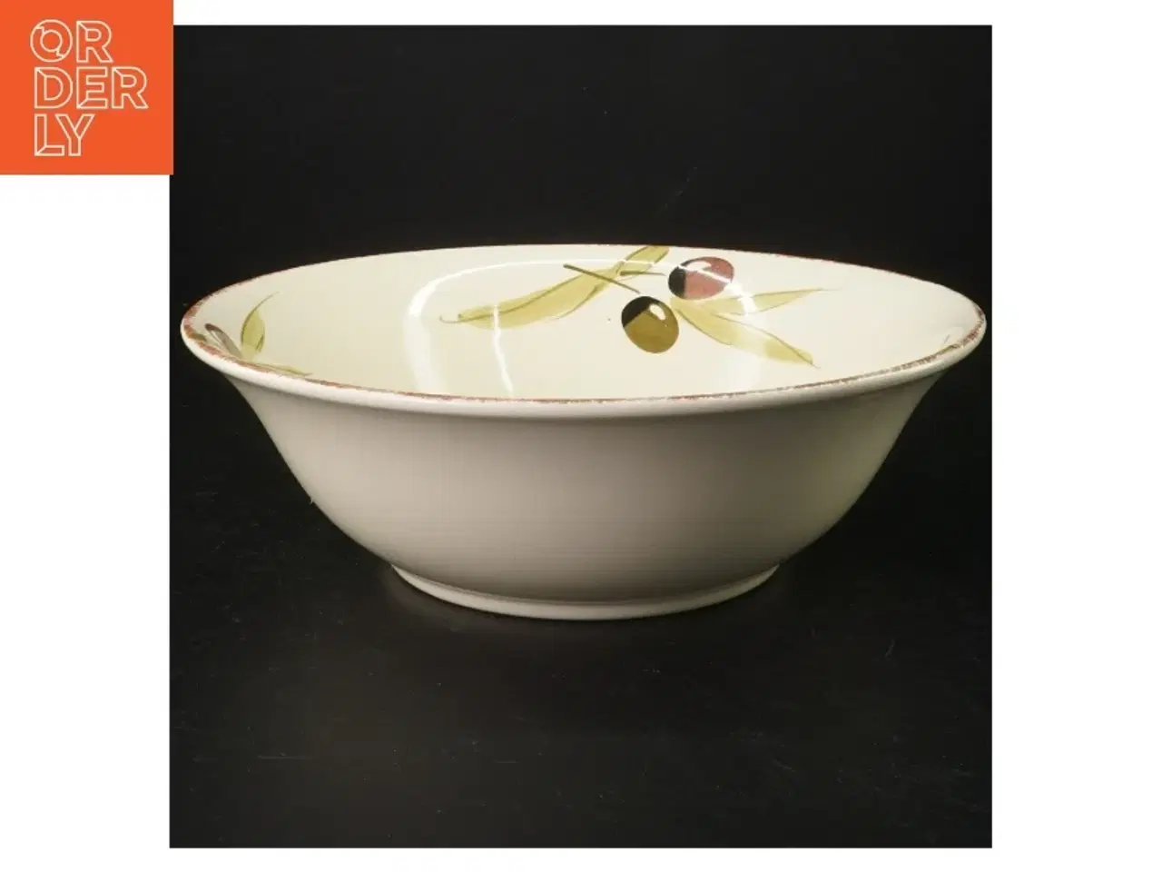 Billede 1 - Stor keramik salatskål med olivenmotiv (str. 25 cm)