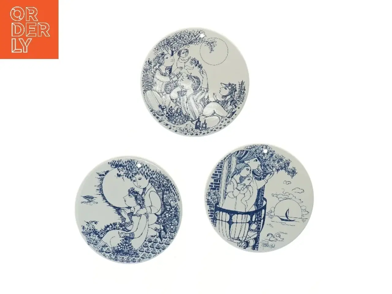 Billede 1 - Decorative wall plates with illustrations fra Bjørn Wiinblad (str. Ø 18 cm)